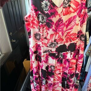 Nine West Vibrant Pink and Black Floral Dress